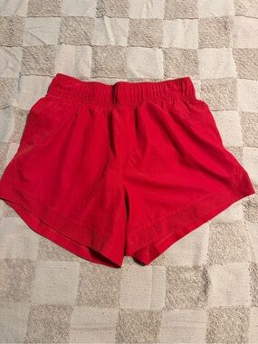 Athletic Works Red Women's Elastic-Waist Athletic Shorts